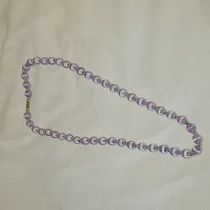 Vintage Lilac Thread Covered Bead & Gold Bead Necklace